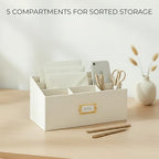 KIBAGA Stylish Linen Mail Organizer for Your Countertop – Easily Organizes Pens, Mail & More in Spacious Compartments on Any Desktop – The Perfect Desk Sorter for Paper & Office Essentials - Image 6