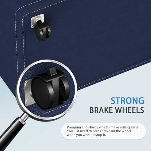 HomeHacks 75L Rolling Laundry Basket with 4 Wheels Collapsible Blue - Image 4
