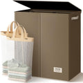 SOLEDI Large Double Laundry Hamper with Lid, Collapsible Clothes Hamper 2 section with Removable Bags, Space-Saving Laundry Basket for Bedroom, Dorm, College by SOLEDI