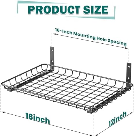 EVERHANGER Garage Wall Shelves 12x18 Inch, Wall Mounted Storage Shelf - Image 2