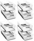 madesmart 2-Tier Organizer Slide-Out Baskets with Handles, Space Saving, Multi-Purpose Storage & BPA-Free, Large, Frost-with Dividers (Pack of 4) by madesmart%C2%AE