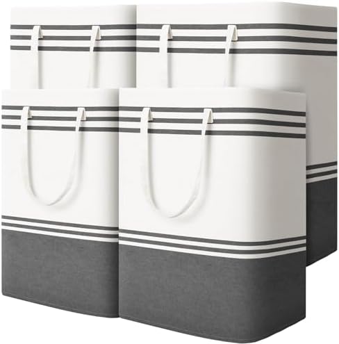 4 Pack Large Laundry Baskets, Laundry Hampers, Freestanding Waterproof Collapsible Clothes Bag with Extended & Reinforced Handles - Clothes Basket for Dorm, Bathroom, Home (125L) by EpicTotes
