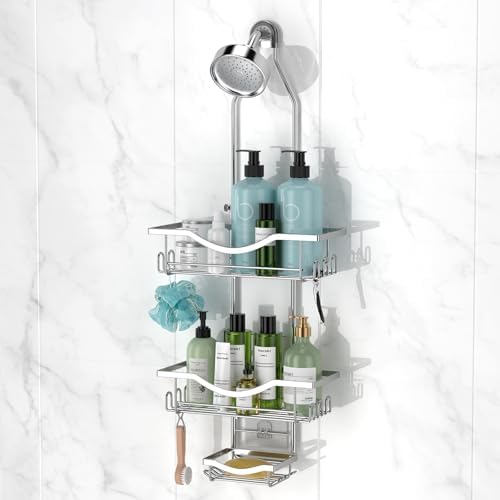 REINHARDT Adjustable Shower Caddy Hanging Over Shower Head, Silver by REINHARDT