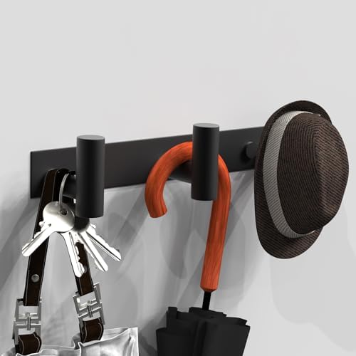 VAEHOLD Black Hat and Coat Wall Mount Rack - 3 Hooks for Robes, Bags, Keys, and Towels - Bathroom Towel Hanger Organizer (2 Pack) - Image 2