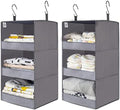 GRANNY SAYS 3-Shelf Hanging Closet Organizer, Foldable Storage, Gray | 33 lb Capacity, No-Sag Support, Keeps Clothes Neat, Folds Flat, Fits RV, Dorm & Small Closets, 2 Pack by GRANNYSAYS