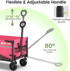 Blomoba Collapsible Wagon Cart, 220LBS Utility Wagon with Wheels, Pink - Image 7