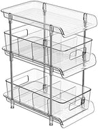 3 Tier Clear Bathroom Organizer with Dividers, Multi-Purpose Pull-Out Pantry Organization and Storage, Under Sink Closet Organizers and Storage, Vanity Skincare Cosmetic Organizer Medicine Bins by XIANKE