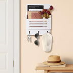 Wall Mounted Key and Mail Holder, 2-Slot Wooden Mail Sorter Organizer - Image 6
