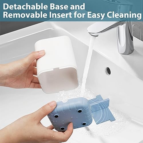 Boperzi Toothbrush and Razor Holder for Bathrooms - Countertop Organizer With Drainage, Anti-Slip Kids Toothpaste Caddy for Electric Toothbrush, Shower, Vanity - Blue - Image 2