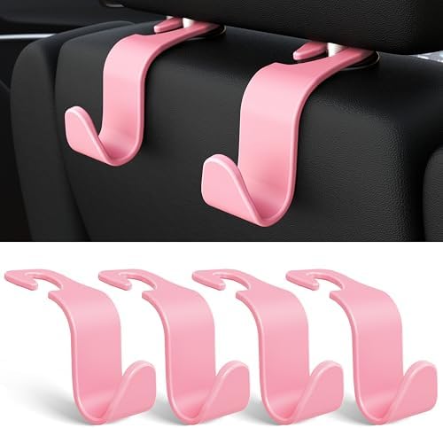 4-Pack Car Headrest Hooks Holds 55lbs Seat Storage Organizer for Bags by Amooca