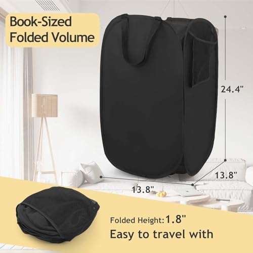 Upgraded Polyester Pop-up Laundry Hamper 2 Pack, 70L(18.5 Gal) Laundry Basket with Durable Handles Solid Bottom High Carbon Steel Frame and Side Pocket, Easy to Open Fold Flat for Storage - Image 2