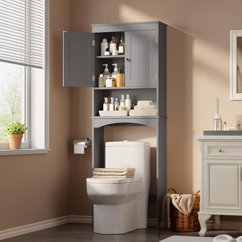 Gizoon Over the Toilet Storage Cabinet with Adjustable Shelf, Grey by Gizoon