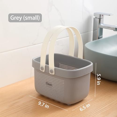 Portable Shower Caddy Basket with Handles Plastic Storage Basket Small Grey - Image 4