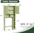 AKMAKM 31" W Over the Toilet Storage Cabinet with Fluted Door, Green Bathroom Organizer with Adjustable Shelf, 67''H Tall Natural Toilet Paper Holder Stand Wave Door for Restroom, Laundry Room - Image 2