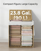 SONGMICS Laundry Hamper with Lid, 23.8 Gal (90 L) Synthetic Rattan,Foldable - Image 5