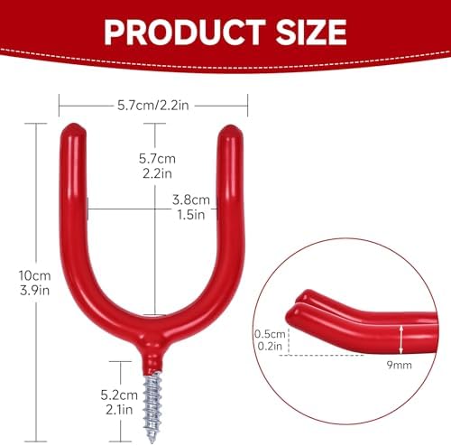 12 Pack Garage Storage System Steel U Hooks with Anti-Slip Coating Home Improvement and Organization Screw in Hooks Easy Wall Mounting Heavy Duty Bike and Ladder (Red, 12 Pack) - Image 5