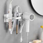 Hair Dryer Holder Wall Mounted,Blow Dryer, Curling Iron, Straightener Holder 3 in 1 Bathroom Metal Hair Tool Organizer Rack-Silver-2 by Unknown