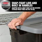 Rubbermaid Roughneck Tote 31 Gallon Stackable Storage Container with Stay Tight Lid & Easy Carry Handles, Black/Cool Gray (3 Pack) - Image 4