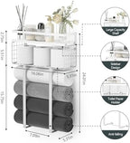 Towel Racks for Bathroom, Bathroom Shelf Over Toilet,Floating Shelves with Towel Rack Paper Holder Storage Basket,Floating Shelves for Wall Decor,White - Image 3