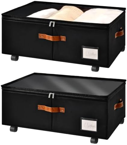 Freebat Under Bed Storage with Wheels 2 Pack, Underbed Container by Freebat