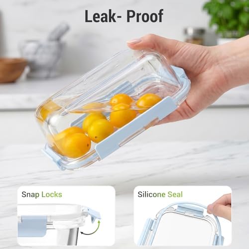 Dealusy 10 Sets 36 oz & 12 oz Glass Food Storage Containers with lids, Blue - Image 4