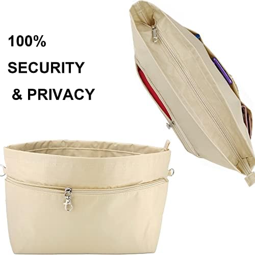 Handbag Tote Purse Organizer Insert, Small, Beige - Image 5