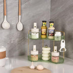 2-Tier Corner Bathroom Organizer Countertop with Hooks, for Makeup, Perfume - Image 3