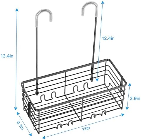 YUOROS 304 Stainless Steel Hanging Shower Caddy (Black) - Image 6