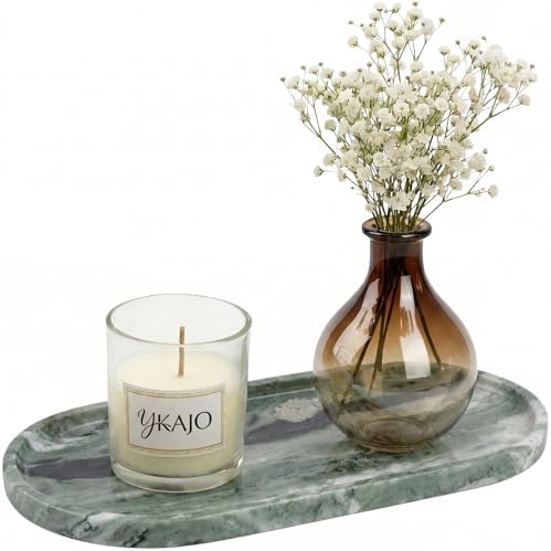 YKAJO Victoria Green Oval Marble Tray, 11.8x5.9 Vanity Perfume Organizer by YKAJO