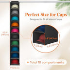 Lifewit 10 Section Hanging Hat Organizer for Baseball Caps, Black, 1 Pack - Image 2
