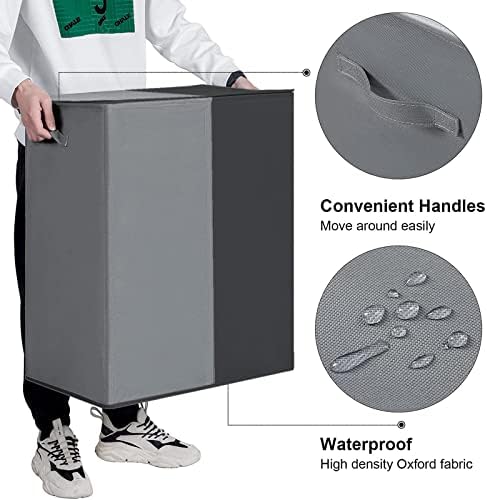 WOWLIVE Double Laundry Hamper with Lid, 154L Large Laundry Basket Organizer - Image 6