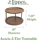 Lipper International 1302 Acacia Wood 2-Tier 10" Kitchen Turntable - Image 2