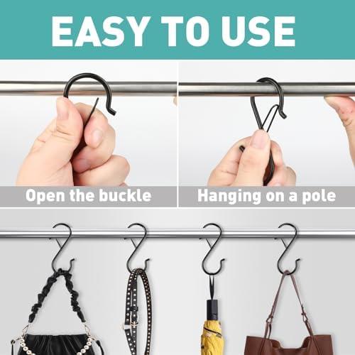 100 Pcs S Hooks for Hanging Heavy Duty, Metal S Hook with Safety Buckle - Image 4