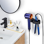 Hair Dryer and Straightener Holder Wall Mounted, Metal Adhesive Hair Tool Organizer for Blow Dryer, Curling Iron, Flat Iron, Bathroom Vanity Salon Barber Shops (Black) - Image 3