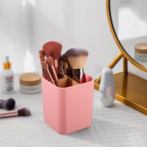 Bamboo Toothbrush Holder for Bathrooms Toothpaste Organizer - Pink - Image 3