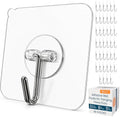 GLUIT Adhesive Wall Hooks for Hanging Heavy Duty 22 lbs Hooks for Walls No Damage, Towel Sticky Clear Hooks, Waterproof, Home, Bathroom, Kitchen, Office, and Outdoor, 40 Pack by GLUIT