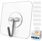 GLUIT Adhesive Wall Hooks for Hanging Heavy Duty 22 lbs Hooks for Walls No Damage, Towel Sticky Clear Hooks, Waterproof, Home, Bathroom, Kitchen, Office, and Outdoor, 40 Pack by GLUIT