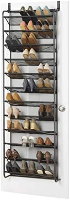 Whitmor 36 Pair Over the Door Shoe Organizer, 12 Tier Hanging Shoe Organizer, Heavy Duty Metal & Mesh Shoe Holder, Hanging Shoe Rack for Closet Storage, 74"H x 21.7"W x 7.5"D, Gunmetal Gray by Whitmor