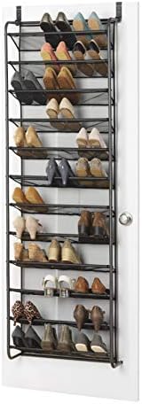 Whitmor 36 Pair Over the Door Shoe Organizer, 12 Tier Hanging Shoe Organizer, Heavy Duty Metal & Mesh Shoe Holder, Hanging Shoe Rack for Closet Storage, 74"H x 21.7"W x 7.5"D, Gunmetal Gray by Whitmor