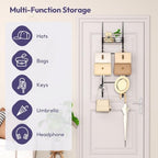 SWTYMIKI Over the Door Purse Organizer - Wall Mounted Handbag Organizer with 10 Hooks and Metal Basket, Hanging Purse Storage Rack Holds up to 10 Bags, Bag Rack Can Use As 1/2 Part, for Door, Closet - Image 3