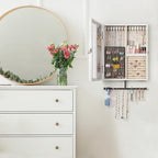 Keebofly Wall Mounted Rustic Wood Jewelry Organizer Cabinet - White - Image 3