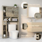 Vabches Over The Toilet Storage Cabinet with 2 Barn Doors, Grey - Image 3