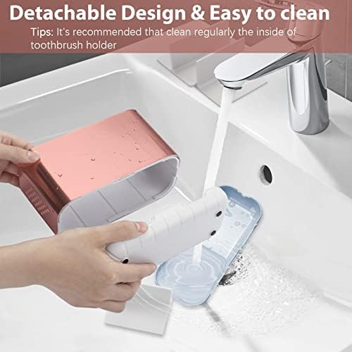 Boperzi Toothbrush Holders for Bathrooms Countertop, Electric Tooth Brush Holder with Adjustable Dividers, Detachable Anti-Slip Large Toothpaste Caddy Organizer Storage for Shower, Family, Kids, Pink - Image 2