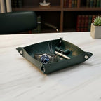 UnionBasic Small Valet Tray, Jewelry Tray for Rings Watches Earrings, Entryway Catchall Caddy for Coins Keys Change, Nightstand Bedside Valet Holder, Trays for Electronic Gadgets, Woven Vintage Green - Image 4