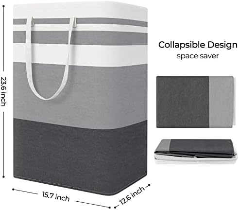 StorageRight Large Collapsible Laundry Basket Hamper with Easy Carry Handles，Freestanding Clothes Hampers for Laundry, Bedroom, Dorm, Towels, Toys, 75L, Gradient Grey (Pack of 2) - Image 2