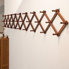 SKOLOO Accordion Wall Hanger with 28 Hooks, Modern Expandable Coat Rack Hat Rack for Wall, Solid Wooden, Walnut Color - Image 4