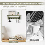 Key and Mail Holder Wall Mount, Mail Organizer with 5 Key Hooks - Image 6