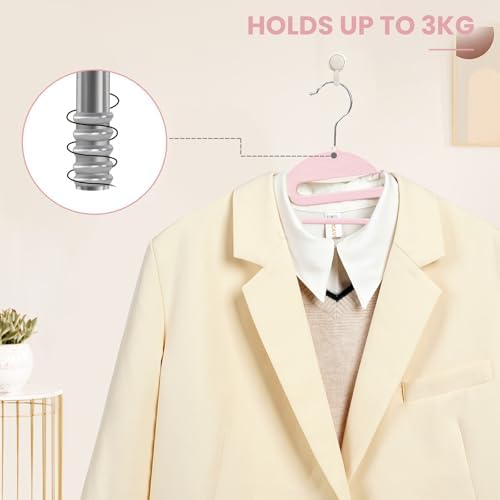 Heavy Duty Plastic Hangers 50 Pack with Non-Slip Design,0.2 Inches Thick,360°Swivel Hook Space Saving Organizer for Bedroom Closet,Shirts,Pants,Strong Enough for Coat(Pink- S Shaped) - Image 6
