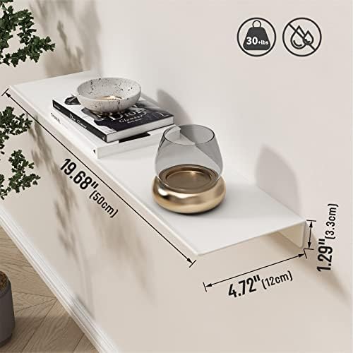 Danpoo 20 inch Long White Floating Shelf for Wall Organizer & Storage, Display Shelf, Metal Wall Shelf for Bathroom, Living Room, Kitchen, Bedroom - Image 3