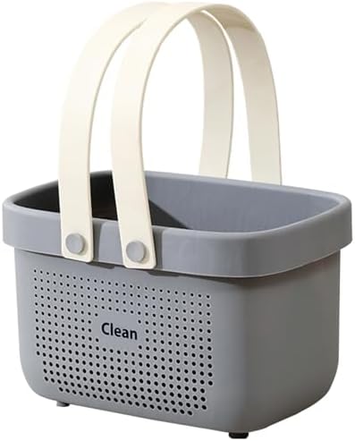 Portable Shower Caddy Basket with Handles Plastic Storage Basket Small Grey by JiatuA